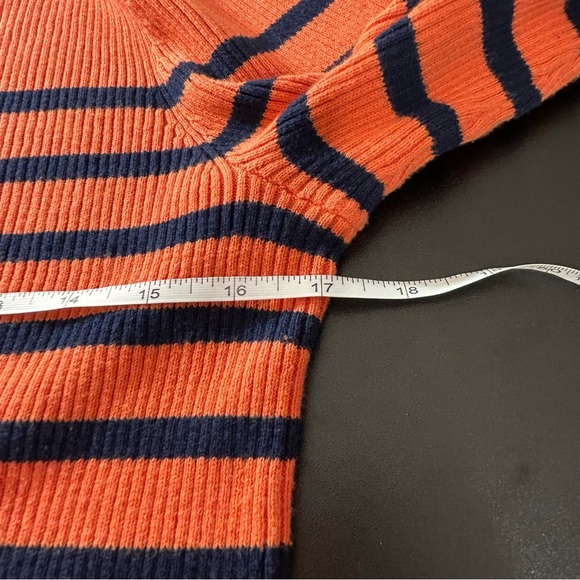 Lauren Ralph Lauren Turtleneck Sweater Women's Striped Orange Navy Size Large - Picture 6 of 8